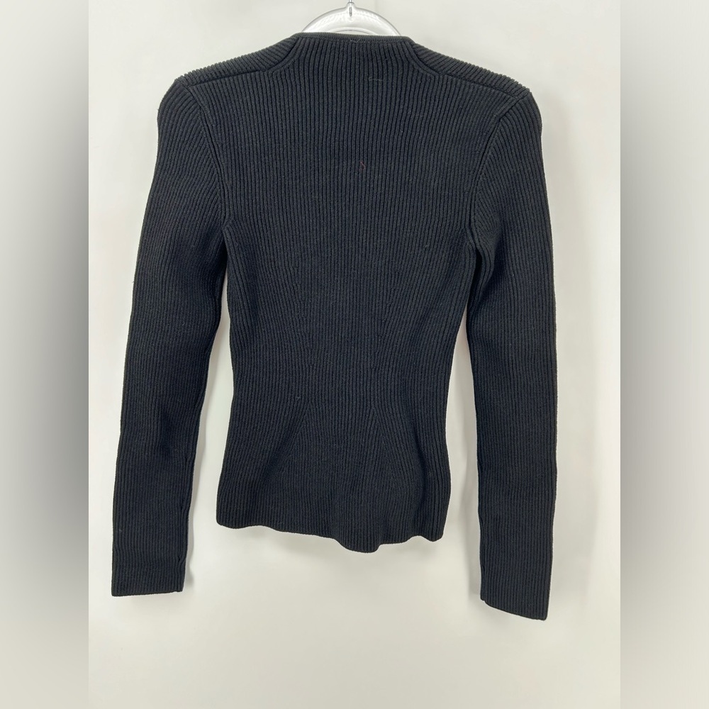 NWT $1474 KHAITE SWEETHEART L/s RIBBED-KNIT SWEATER TOP Black Size Small - Picture 6 of 11